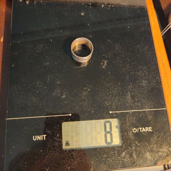 Vintage Navajo Sterling Silver Band Ring By RE With Engraved Leaf Design Size 9. - Picture 6 of 6